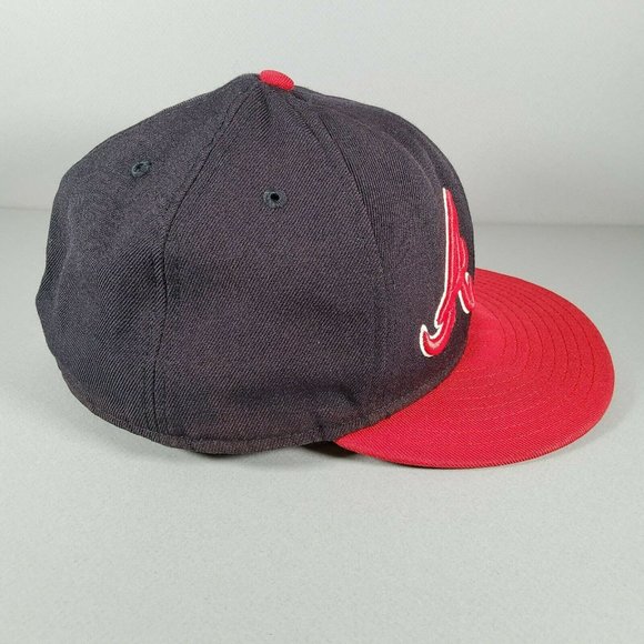 New Era 59Fifty Atlanta Braves Double Logo MLB Navy Blue Baseball Hat Size 7 5/8 - Picture 4 of 12